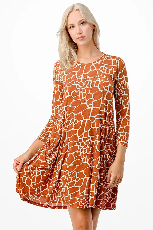 Style 3457 Rust Front Pocket Tunic Dress