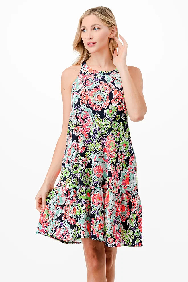 Style 5653 Navy Floral Tank Dress