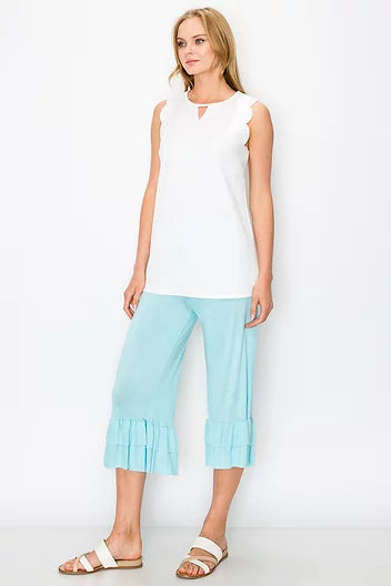 Style 3501 Light Blue Ruffle Bottom Gaucho Pants