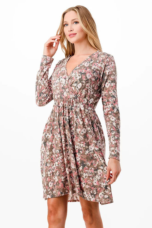 Style 5735 Floral Wrap Front Dress Plus