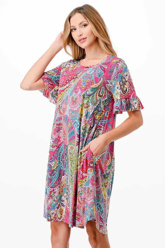 Style 3600 Pink Paisley Tunic Dress Plus