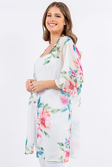 Style 5461 Ivory Sheer Floral Kimono
