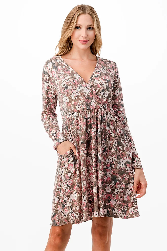 Style 5735 Floral Wrap Front Dress