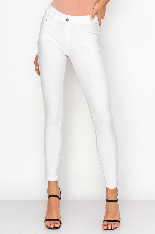 Style 201 White Classic Solid Super Stretch Jeggings