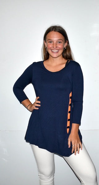 4053 Gameday Auburn Inspired Top w/ Side Button