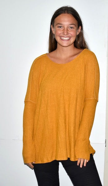 17860 Mustard Waffle Oversized Top