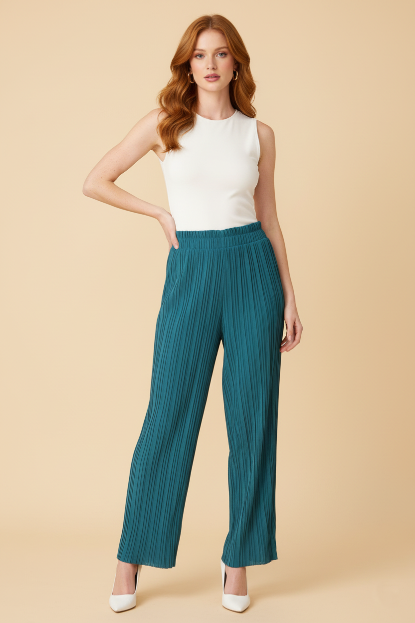 901 Crystal Blue Pleated Pants