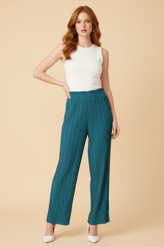 901 Crystal Blue Pleated Pants