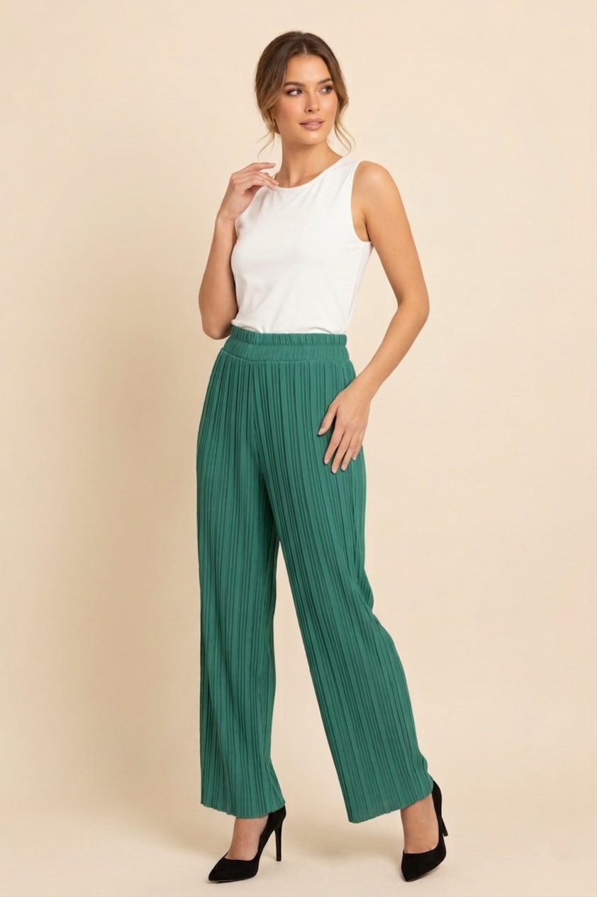 901 Emerald Green Pleated Pants