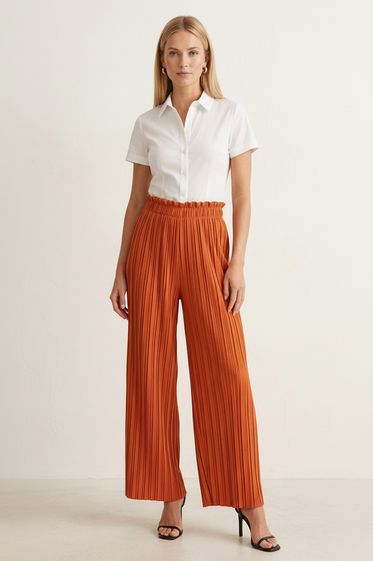 901 Rust Orange Pleated Pants