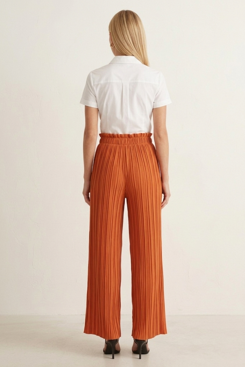 901 Rust Orange Pleated Pants