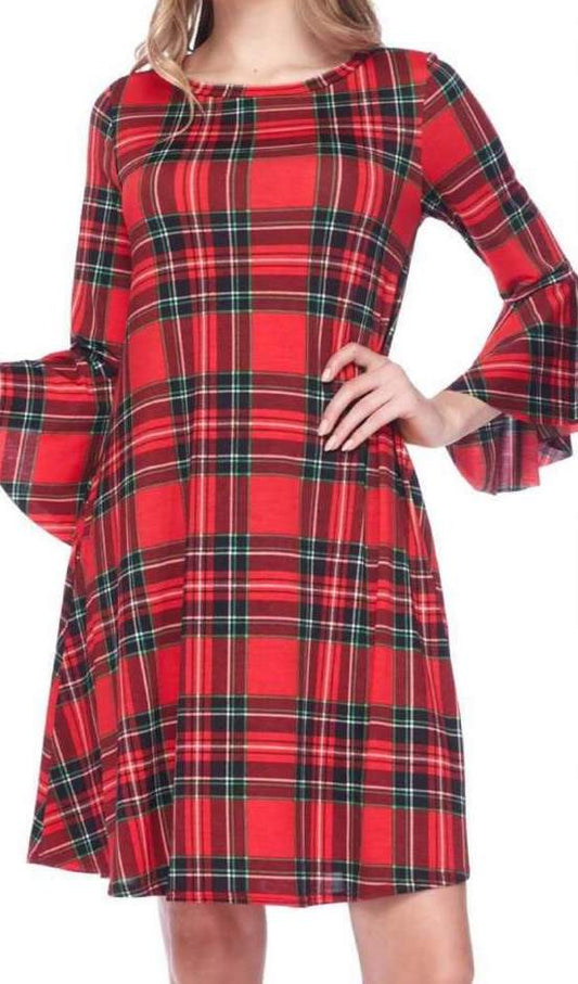 3593 Red/Green Plaid Side Pocket Dress SOLD OUT