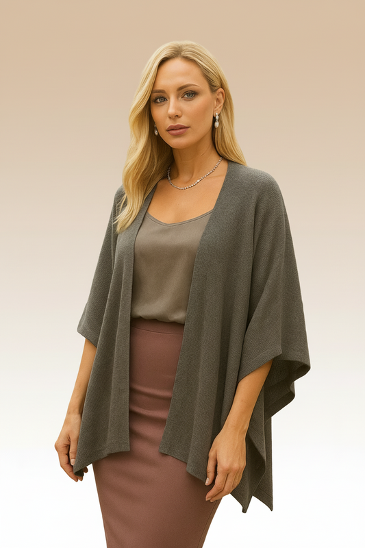 17079 Charcoal Gray Drape Cardigan
