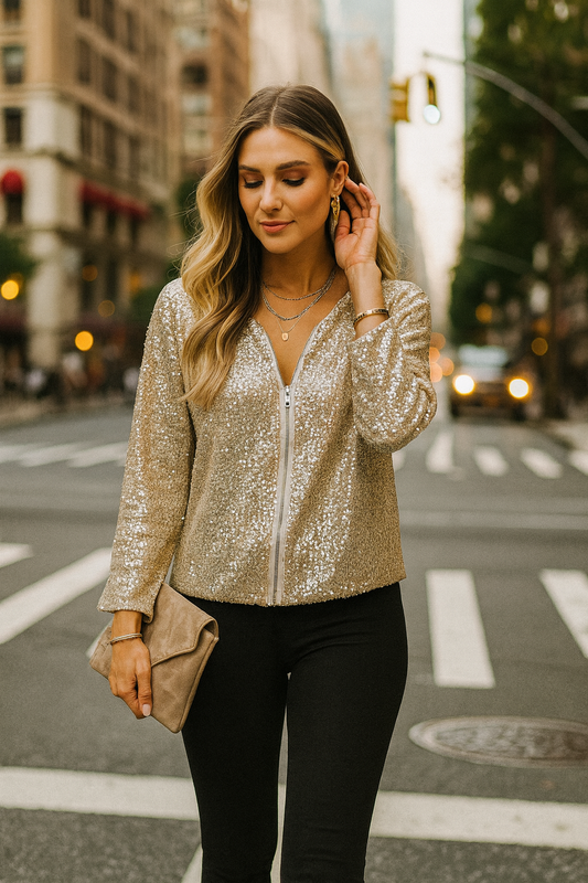 795 Champagne Glow Sequin Jacket