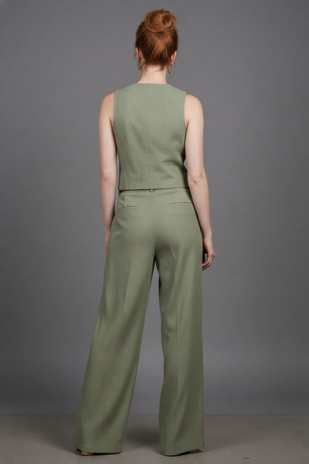5160 Olive Vest and Pants two-piece set
