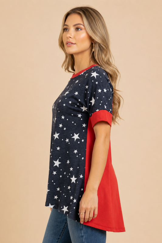 3945 Red White & Starry Top