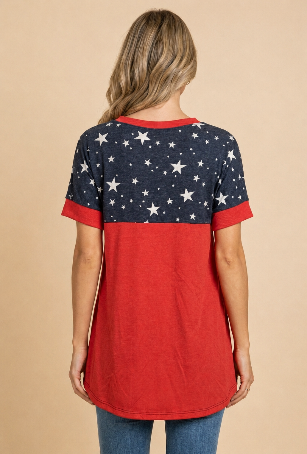 3945 Red White & Starry Top