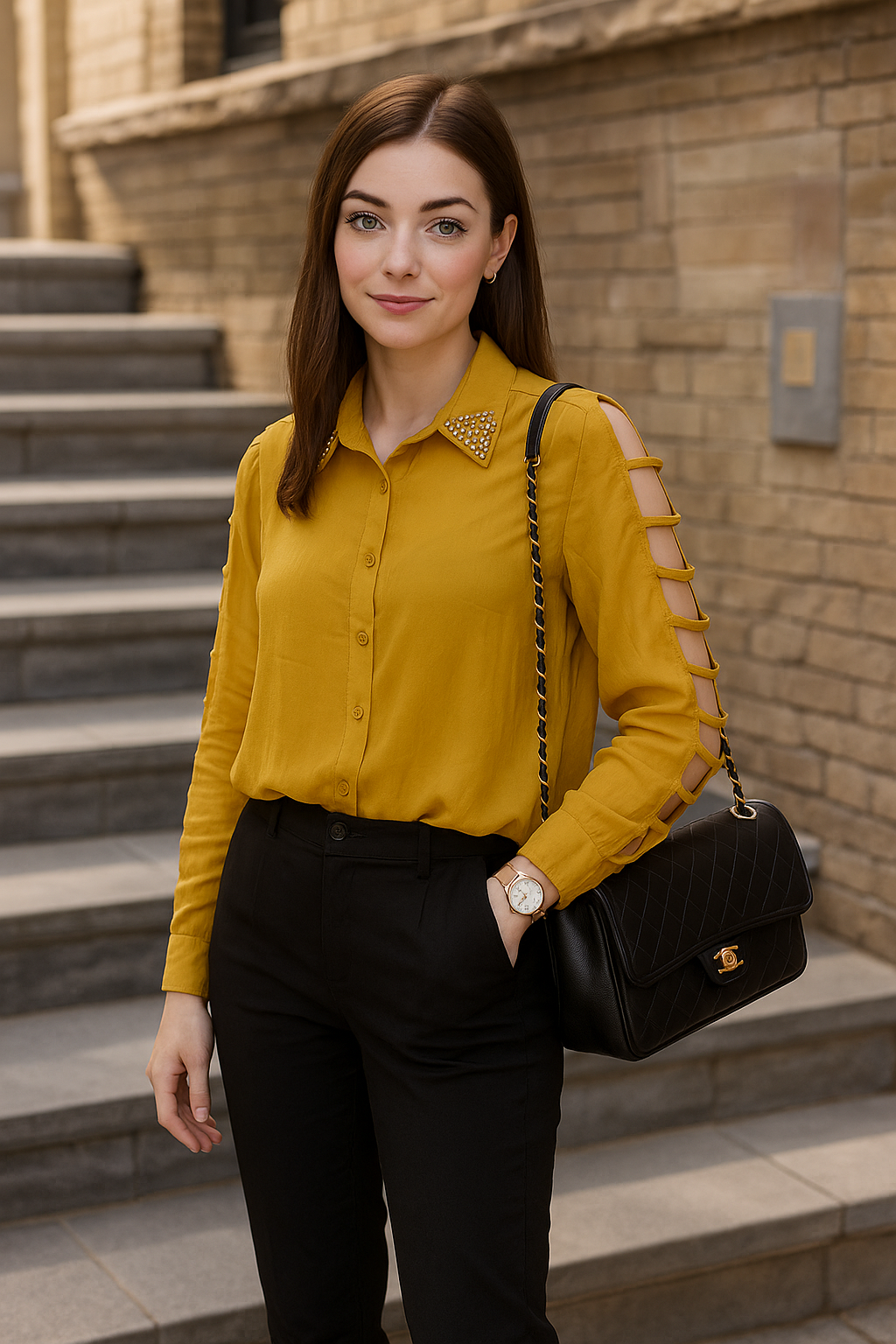 Amber Allure Cutout Top