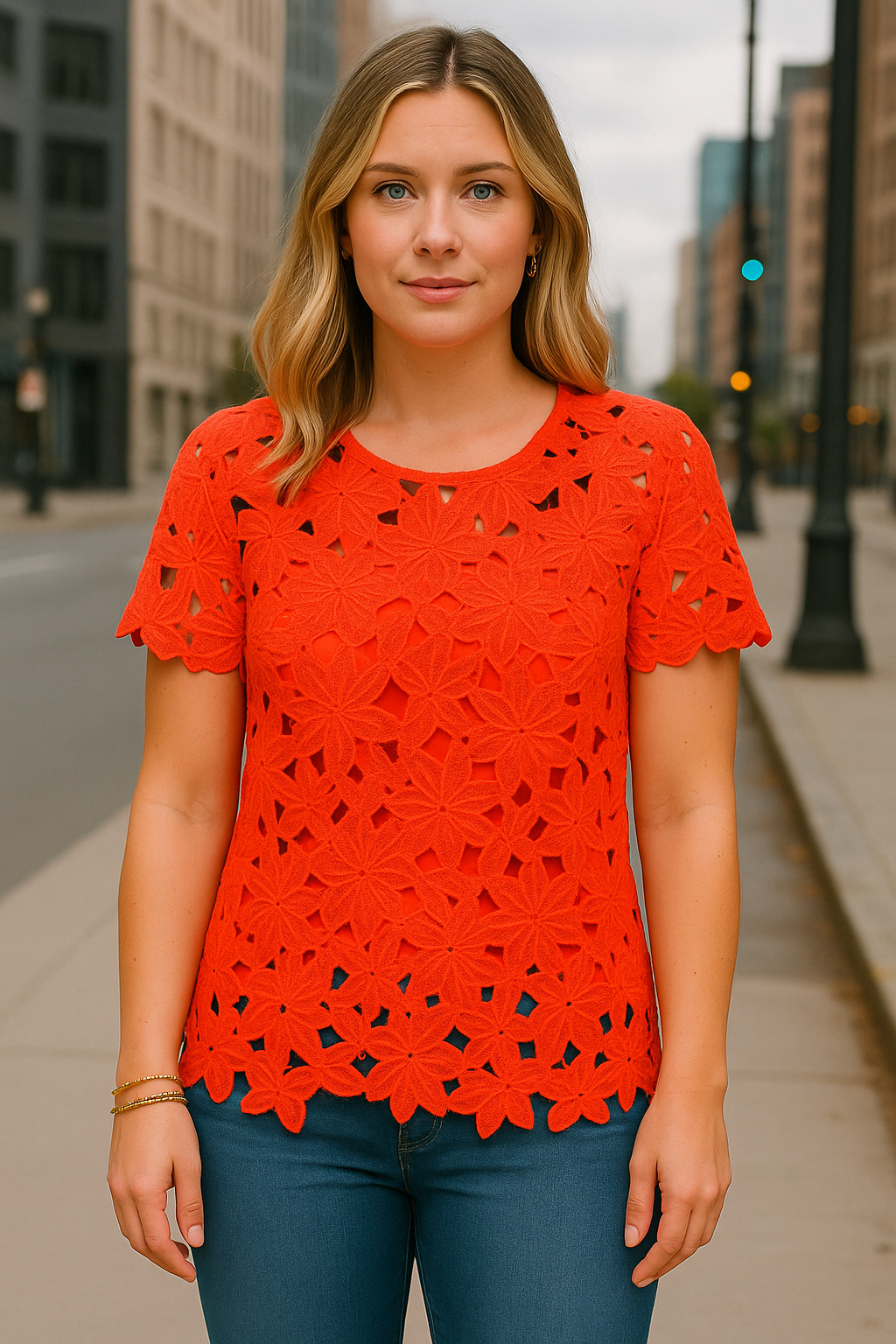 6547 Rouge Bloom Lace Top