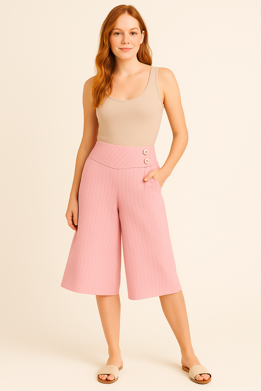 2458 Rose Mist Gaucho Pants