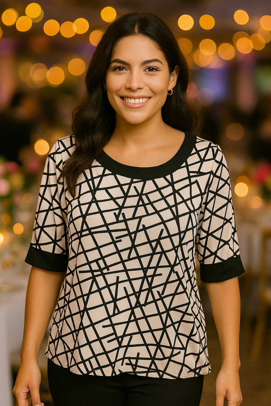 336 Geometric Print Chic Blouse