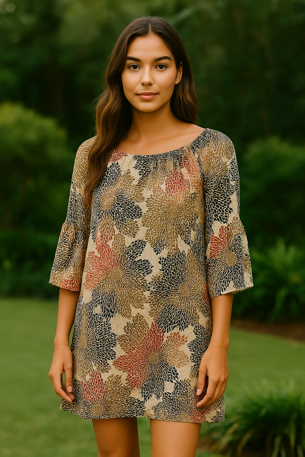 Multi-Color Petal Print Dress