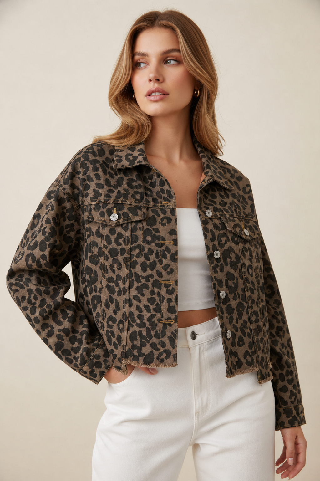 314 Chic Leopard Cropped Jacket