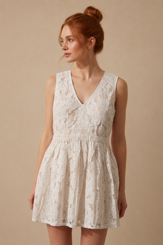 213156 Dreamy Floral Lace Mini Dress