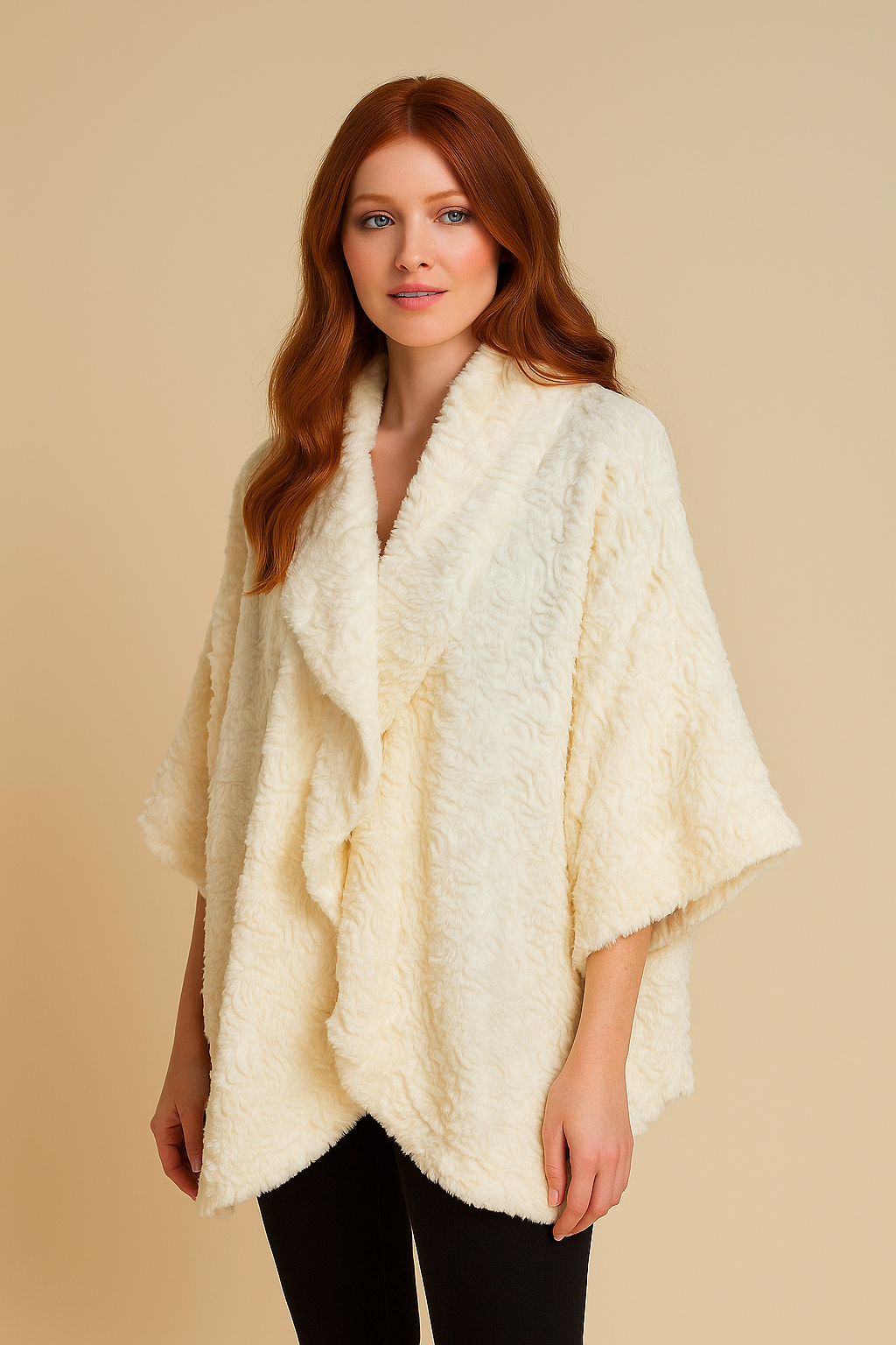 204 Cream Chic Faux Fur Cardigan