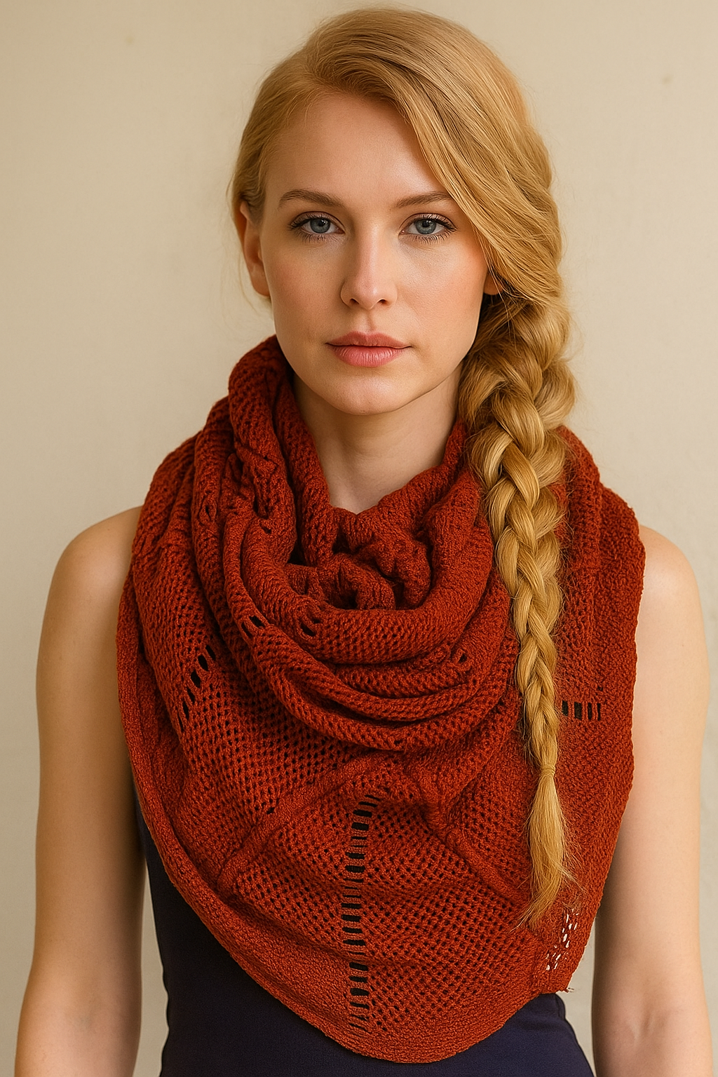 1110 Rust Drape Shawl