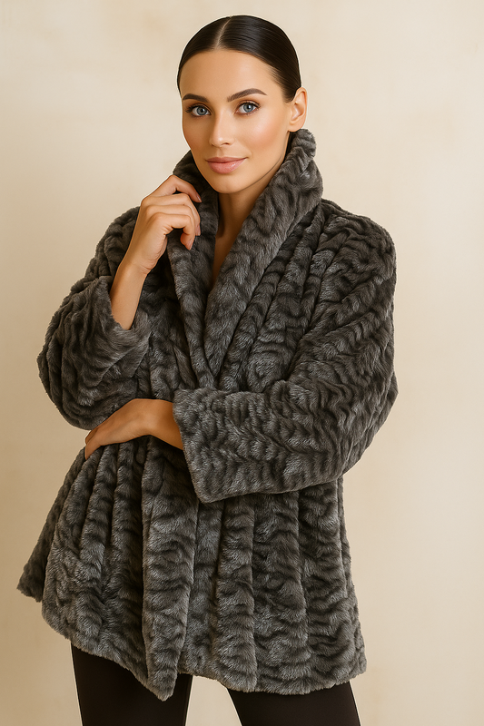 204 Ripple Effect Faux Fur Cardigan