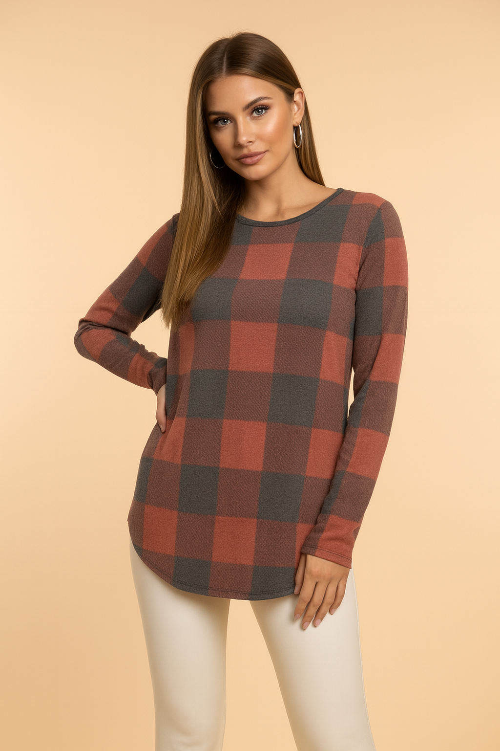 5542 Red and Dark Gray Top