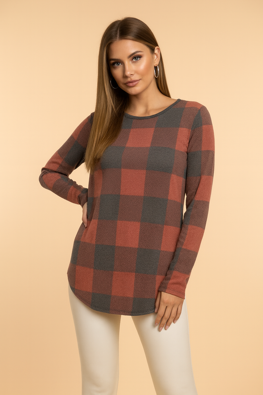 5542 Red and Dark Gray Top