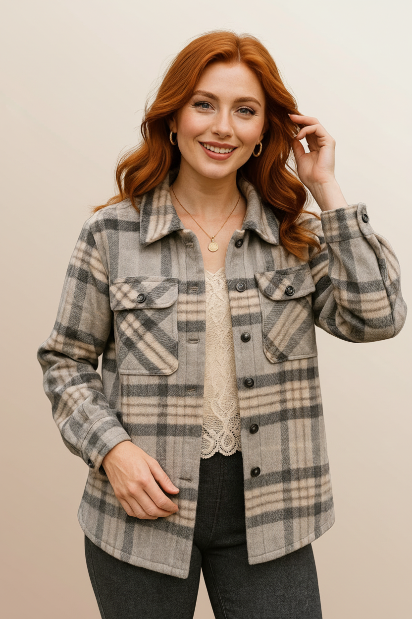 2137 Misty Grey Plaid Wool Jacket