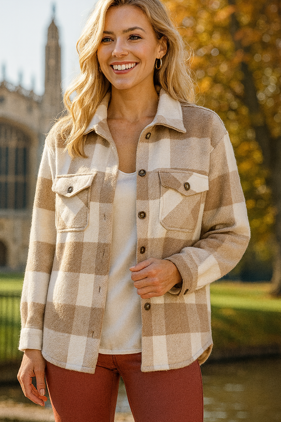 80032 Espresso Brown & White Plaid Shacket