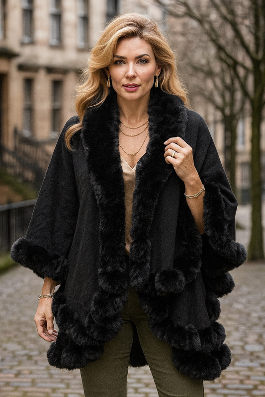 189 Black Cozy Fur Wrap