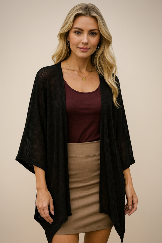 17079 Black Drape Cardigan
