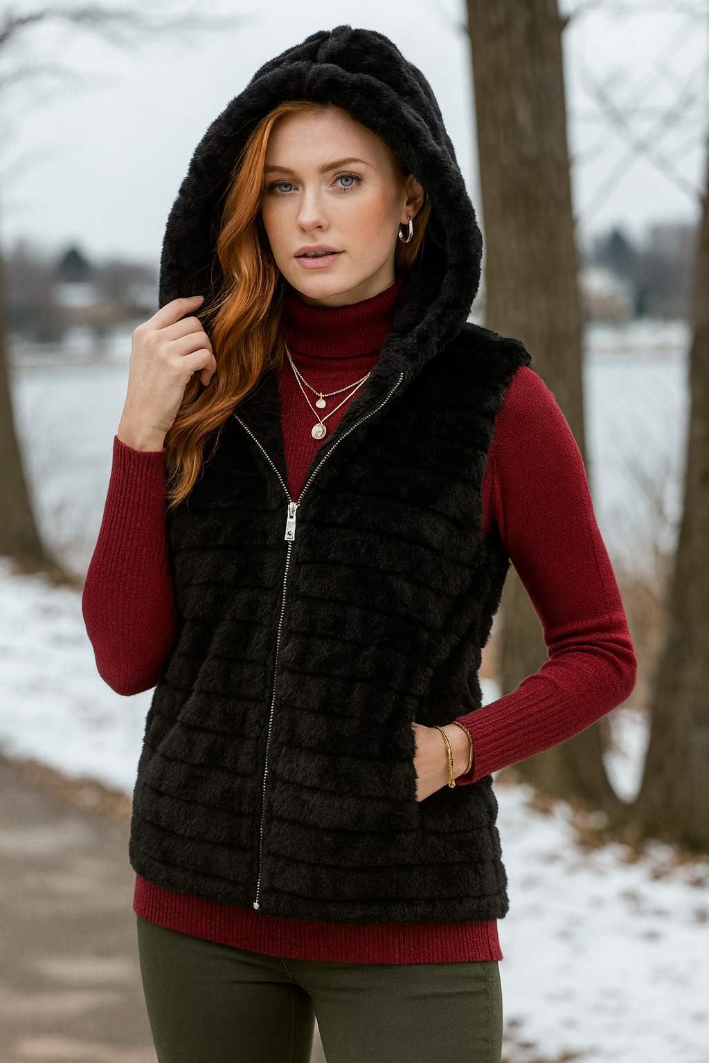 8816 Onyx Black Zip Hoodie Vest