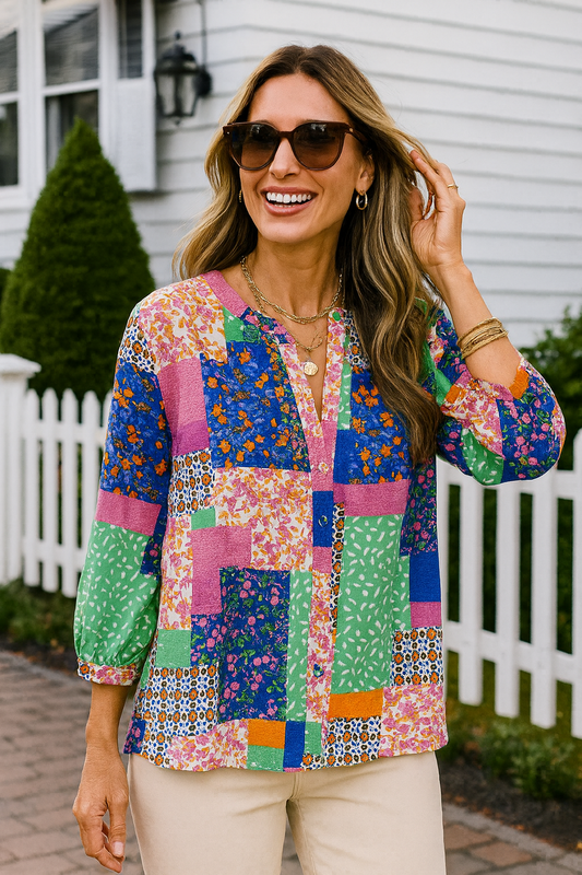 457 Floral Mosaic Blouse