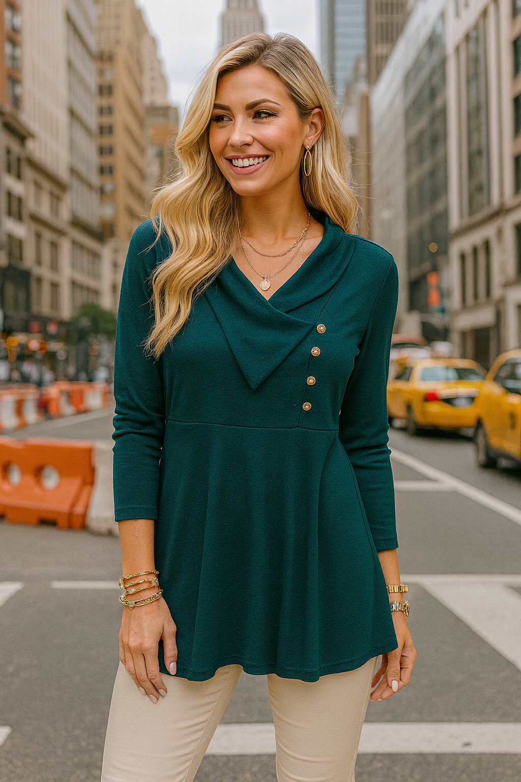 10649 Emerald Grace Cowl-Neck Blouse