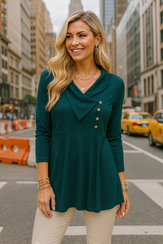 10649 Emerald Grace Cowl-Neck Blouse