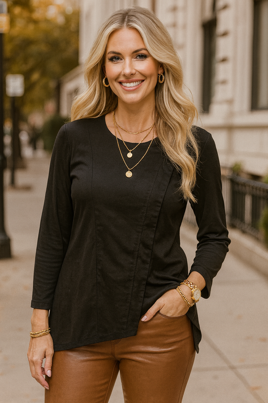 7817 Black Chic Structured Top