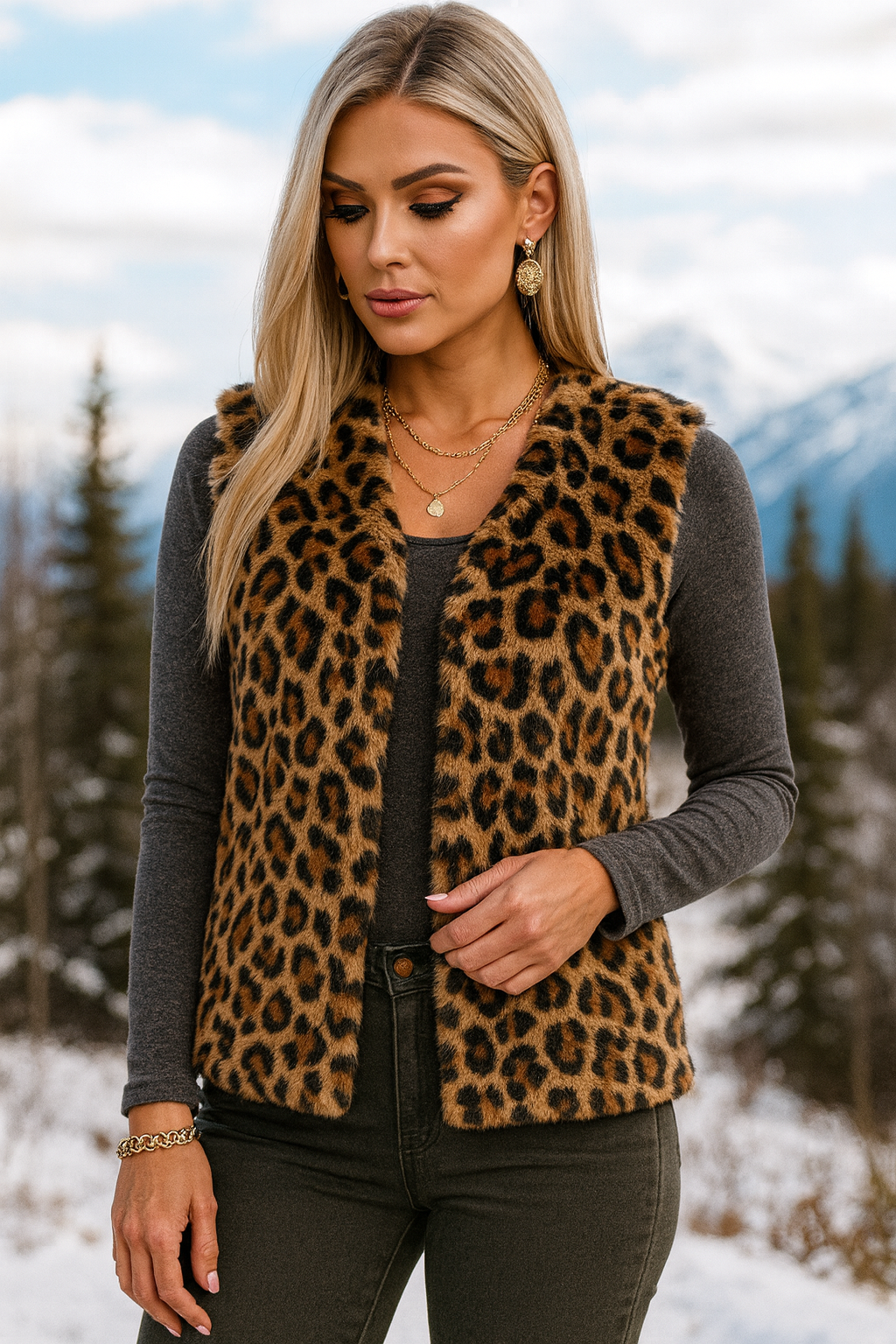 48903 Chic Safari Faux Fur Vest