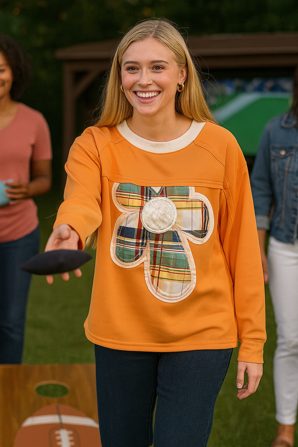 324 Plaid Petal Power Pullover