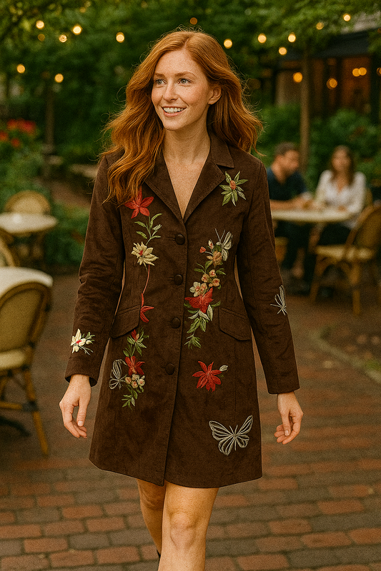 4182 Nocturne Butterfly Bloom Fully Lined Embroidered Coat