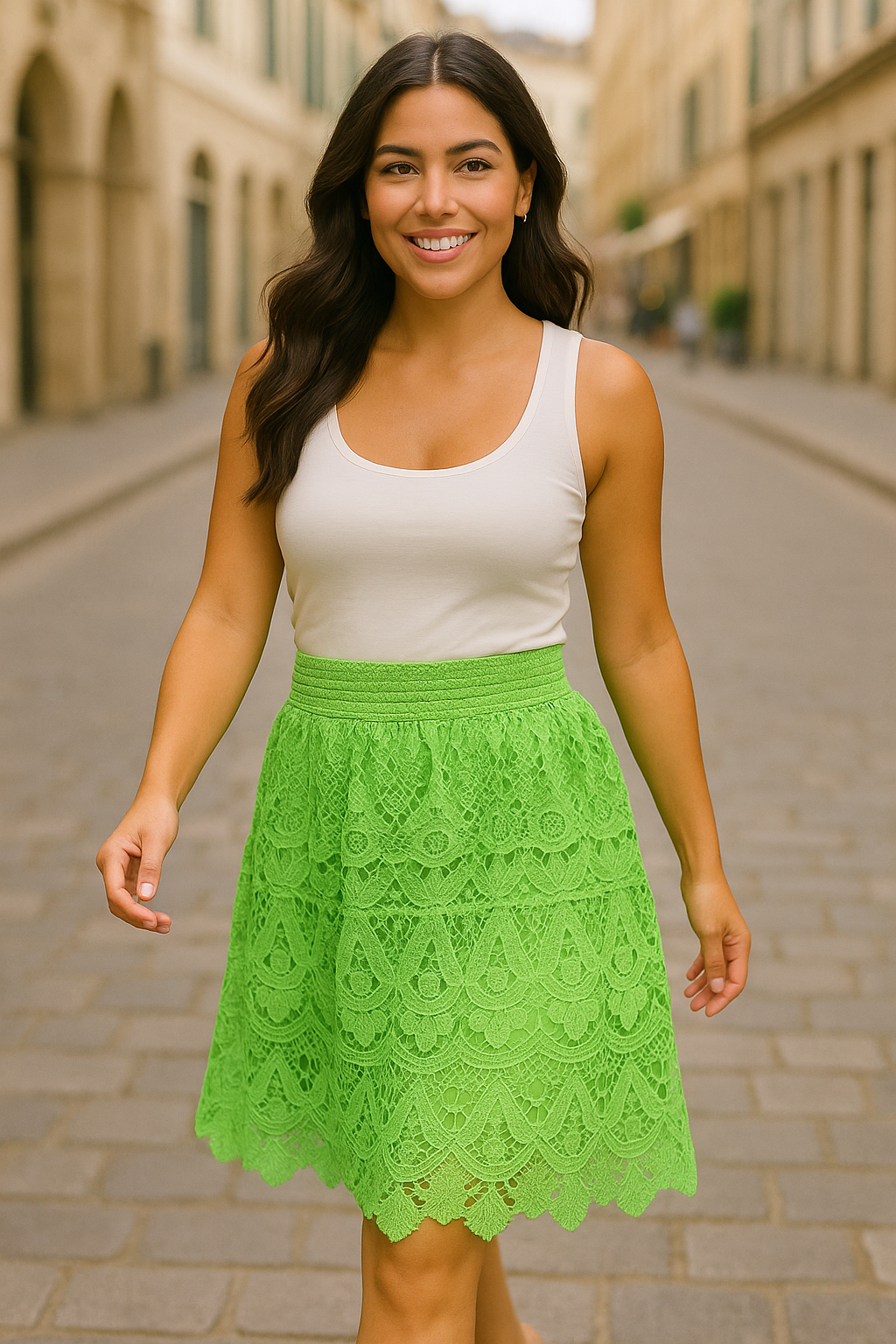 030 Lime Lace Skirt