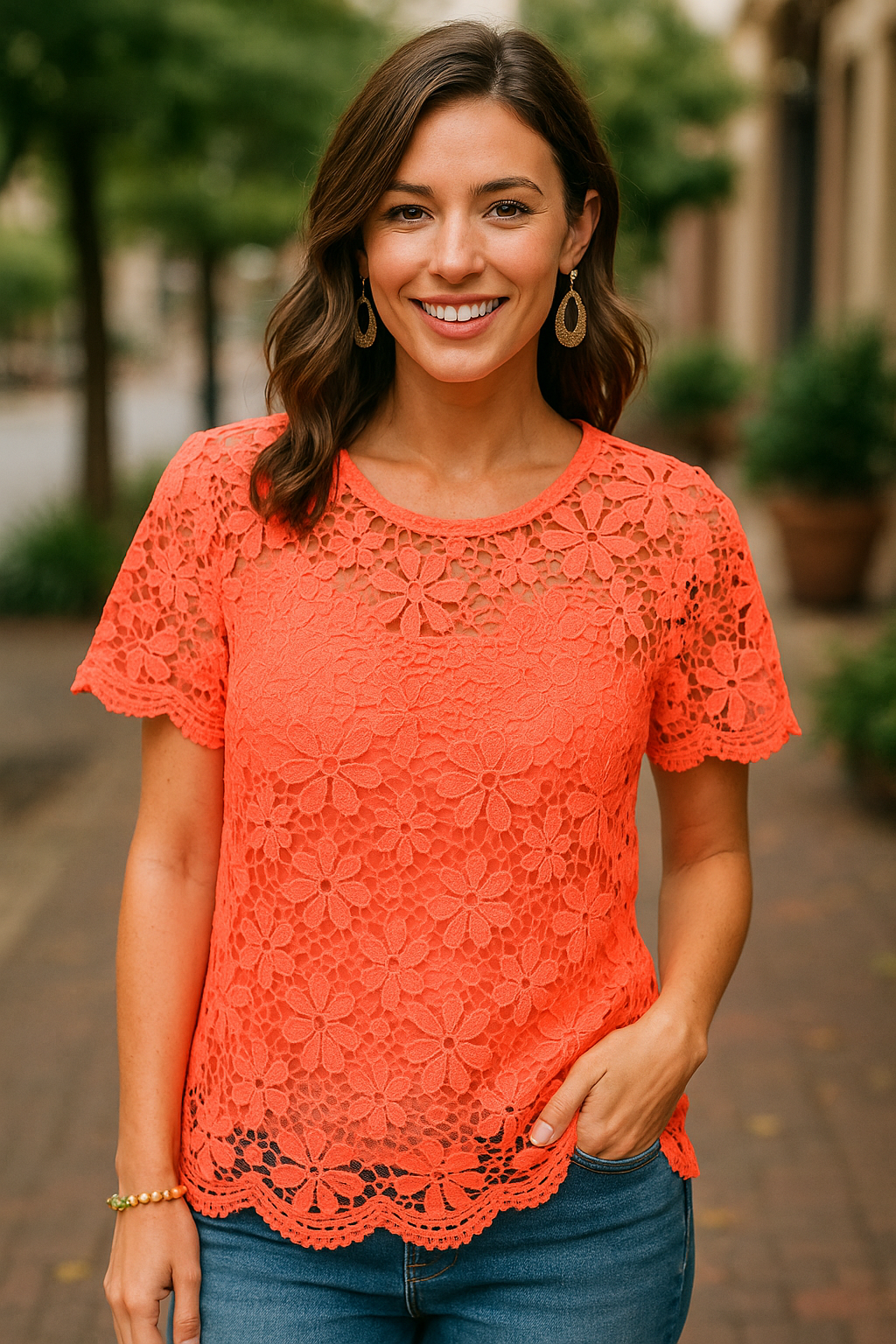 6411 Sunkissed Petals Lace Top