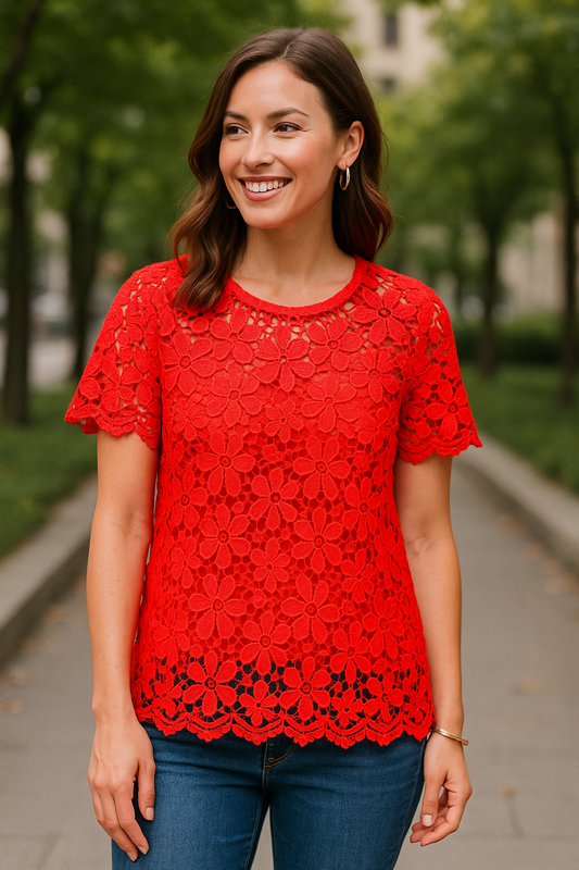 6411 Rose Petal Lace Top