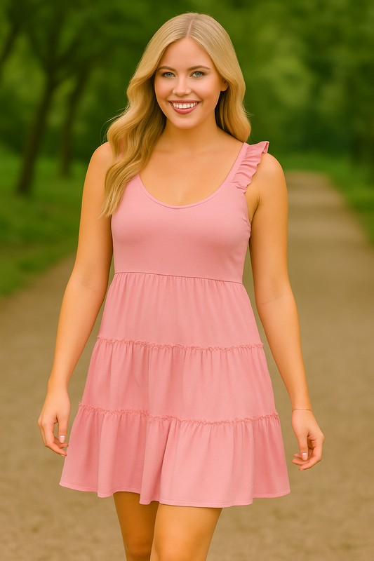 8372 Rosy Ruffle Dress