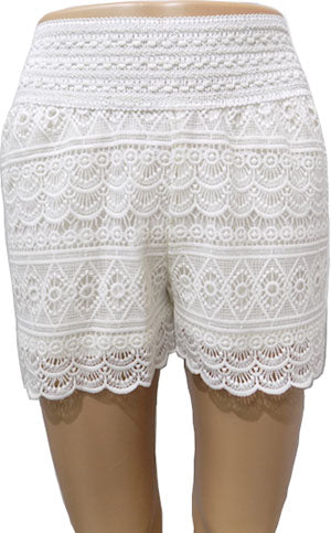 SH03 White Crochet Shorts